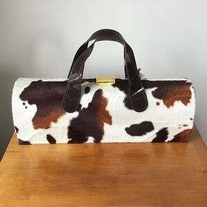 Wine Bottle Carry Case Cow Pattern Purse NWT